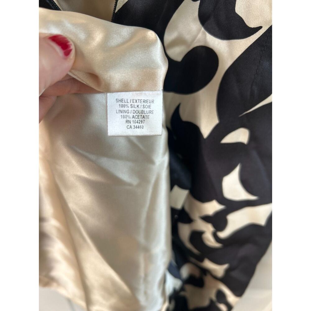Milly New York Silk Dress SZ4 Strapless Sheath Black White Designer Occasion - Picture 11 of 12